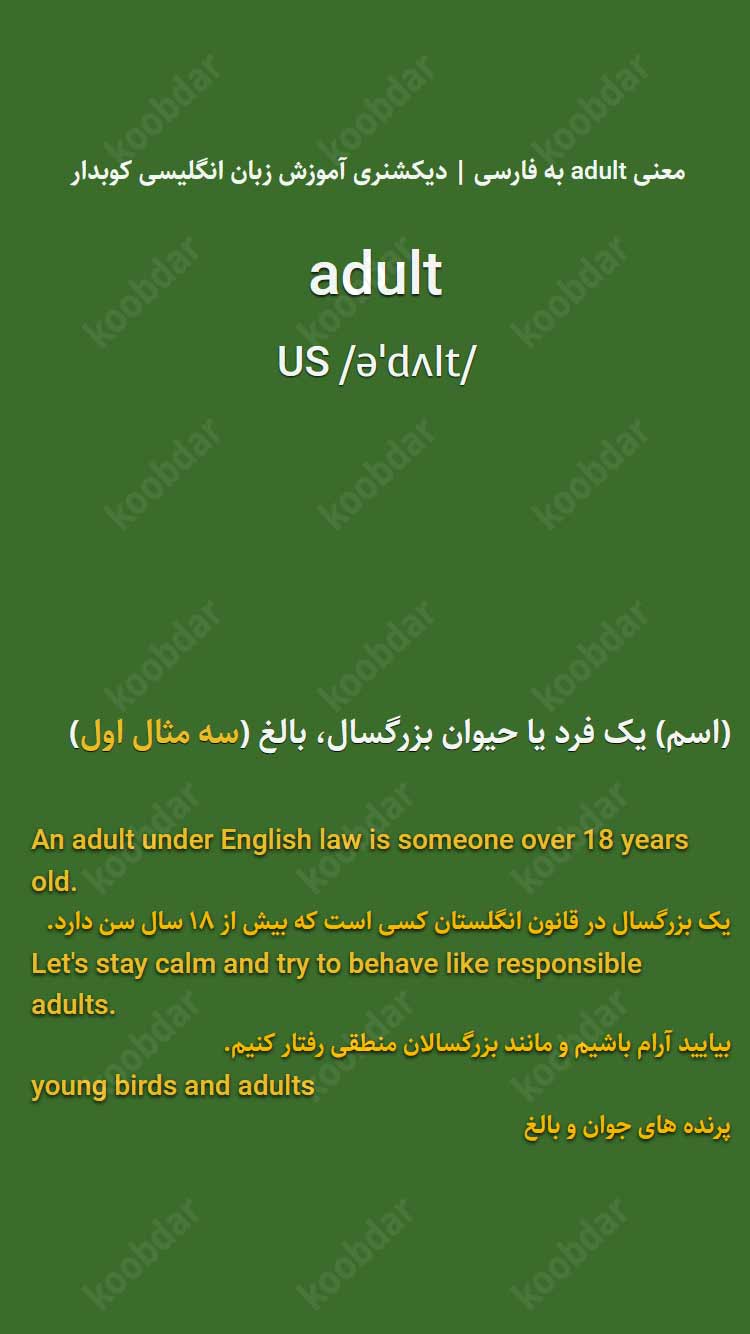 معنی adult به فارسی